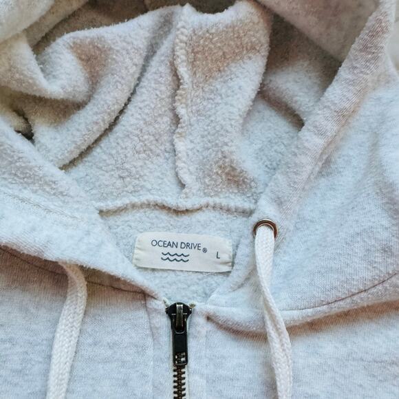 Ocean Drive Chincoteague Virginia Summer Oatmeal Oversized Full Zip Hoodie Large - Picture 4 of 7